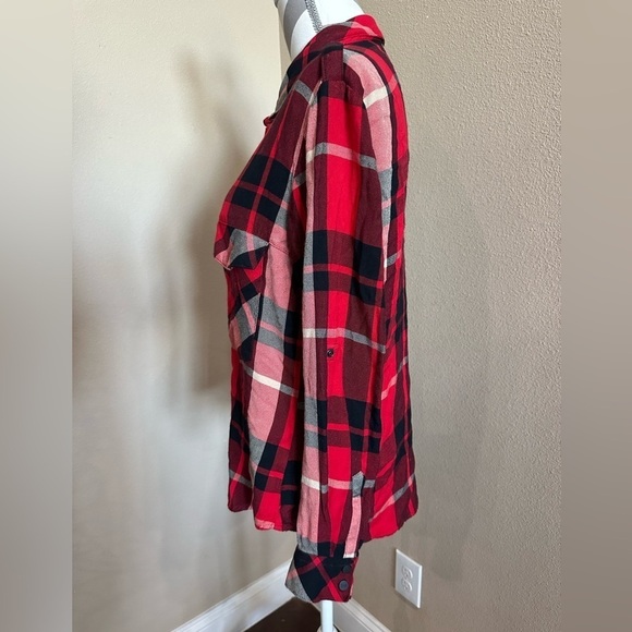 SANCTUARY Red/Black Plaid Boyfriend Shirt - Picture 2 of 8